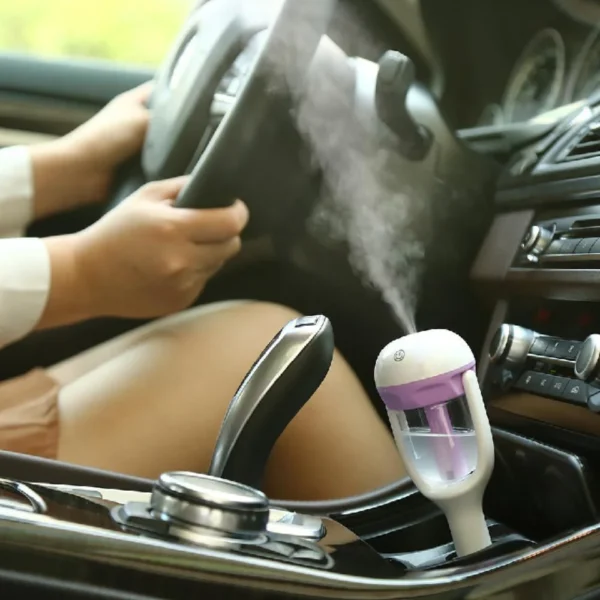 Humidificateur d'aromathérapie voiture avec chargeur USB Mauve