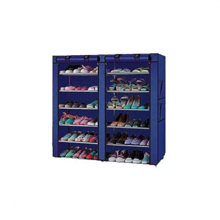 Rangement chaussures en tissu 2 battants - Bleu